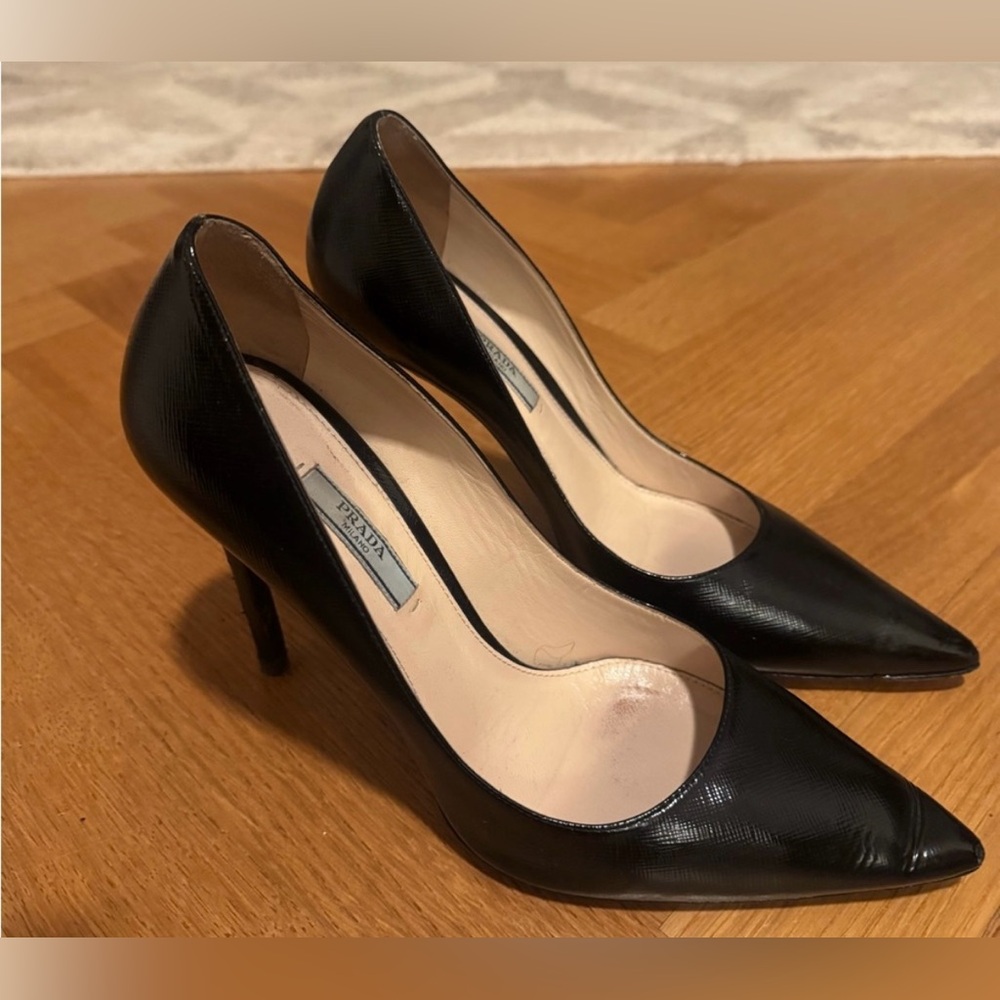 Prada Black Leather Heels - image 2